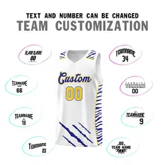White Tiger Claw Pattern Sports Uniform Basketball Jersey 4