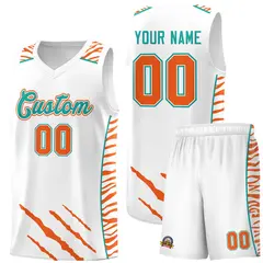 White Tiger Claw Pattern Sports Uniform Basketball Jersey