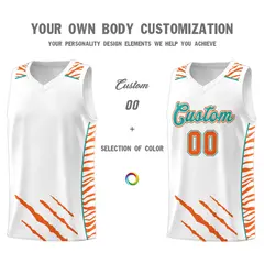 White Tiger Claw Pattern Sports Uniform Basketball Jersey 3