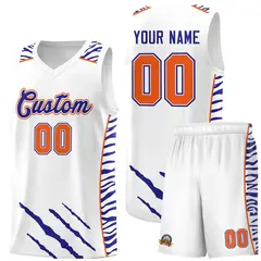 White Tiger Claw Pattern Sports Uniform Basketball Jersey