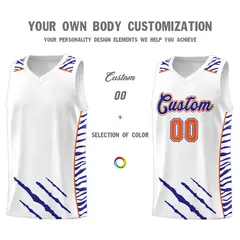 White Tiger Claw Pattern Sports Uniform Basketball Jersey 3