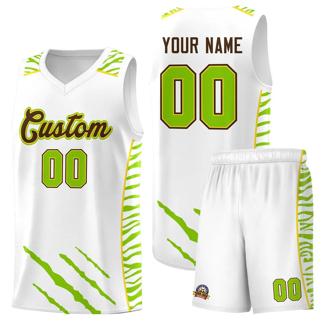 White Tiger Claw Pattern Sports Uniform Basketball Jersey