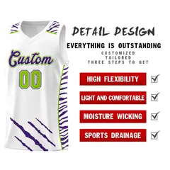 White Tiger Claw Pattern Sports Uniform Basketball Jersey 2