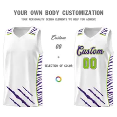 White Tiger Claw Pattern Sports Uniform Basketball Jersey 3