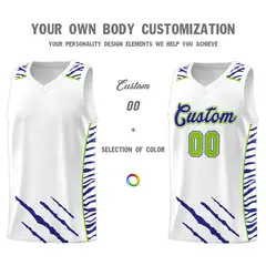 White Tiger Claw Pattern Sports Uniform Basketball Jersey 3