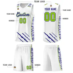 White Tiger Claw Pattern Sports Uniform Basketball Jersey 5