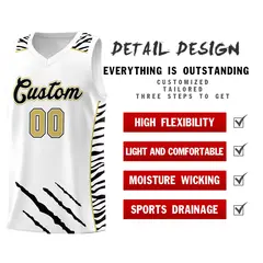 White Tiger Claw Pattern Sports Uniform Basketball Jersey 2