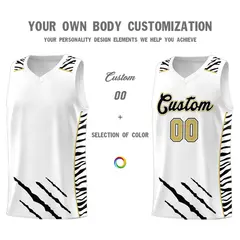 White Tiger Claw Pattern Sports Uniform Basketball Jersey 3