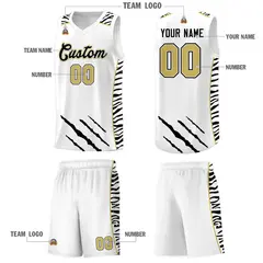 White Tiger Claw Pattern Sports Uniform Basketball Jersey 5