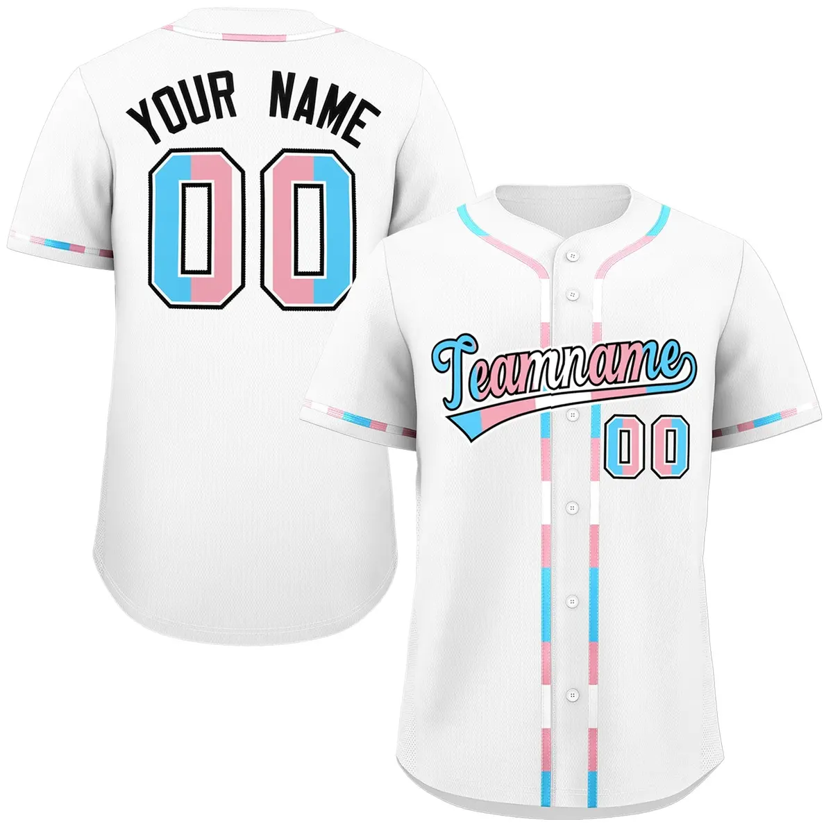 White Transgender Pride Month Classic Baseball Jersey