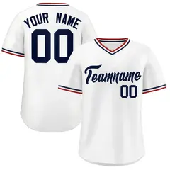 White V-Neck Pullover Baseball Jersey Classic Style