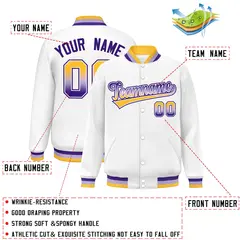 White Varsity Full-Snap Gradient Font Letterman Baseball Jacket 2