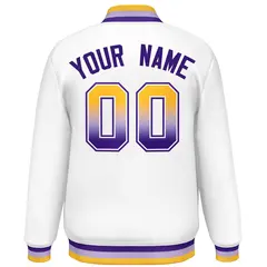 White Varsity Full-Snap Gradient Font Letterman Baseball Jacket 4