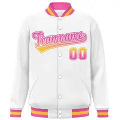 White Varsity Full-Snap Gradient Font Letterman Baseball Jacket 3