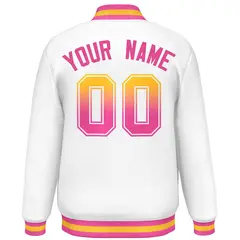 White Varsity Full-Snap Gradient Font Letterman Baseball Jacket 4