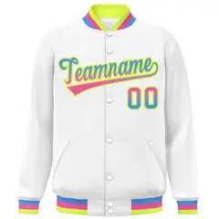 White Varsity Full-Snap Gradient Font Letterman Baseball Jacket 3