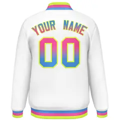White Varsity Full-Snap Gradient Font Letterman Baseball Jacket 4