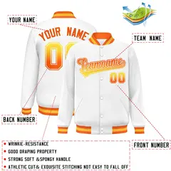 White Varsity Full-Snap Gradient Font Letterman Baseball Jacket 2