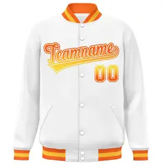 White Varsity Full-Snap Gradient Font Letterman Baseball Jacket 3