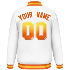 White Varsity Full-Snap Gradient Font Letterman Baseball Jacket 4