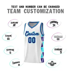 White Violet-Sky Blue Triangle Splicing Basketball Jersey 3