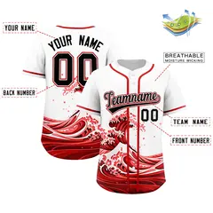 White Wave Graffiti Pattern Baseball Jersey 2