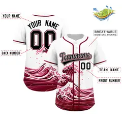White Wave Graffiti Pattern Baseball Jersey 2