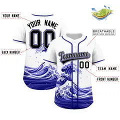 White Wave Graffiti Pattern Baseball Jersey 2