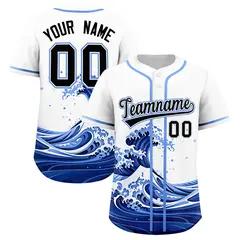 White Wave Graffiti Pattern Baseball Jersey