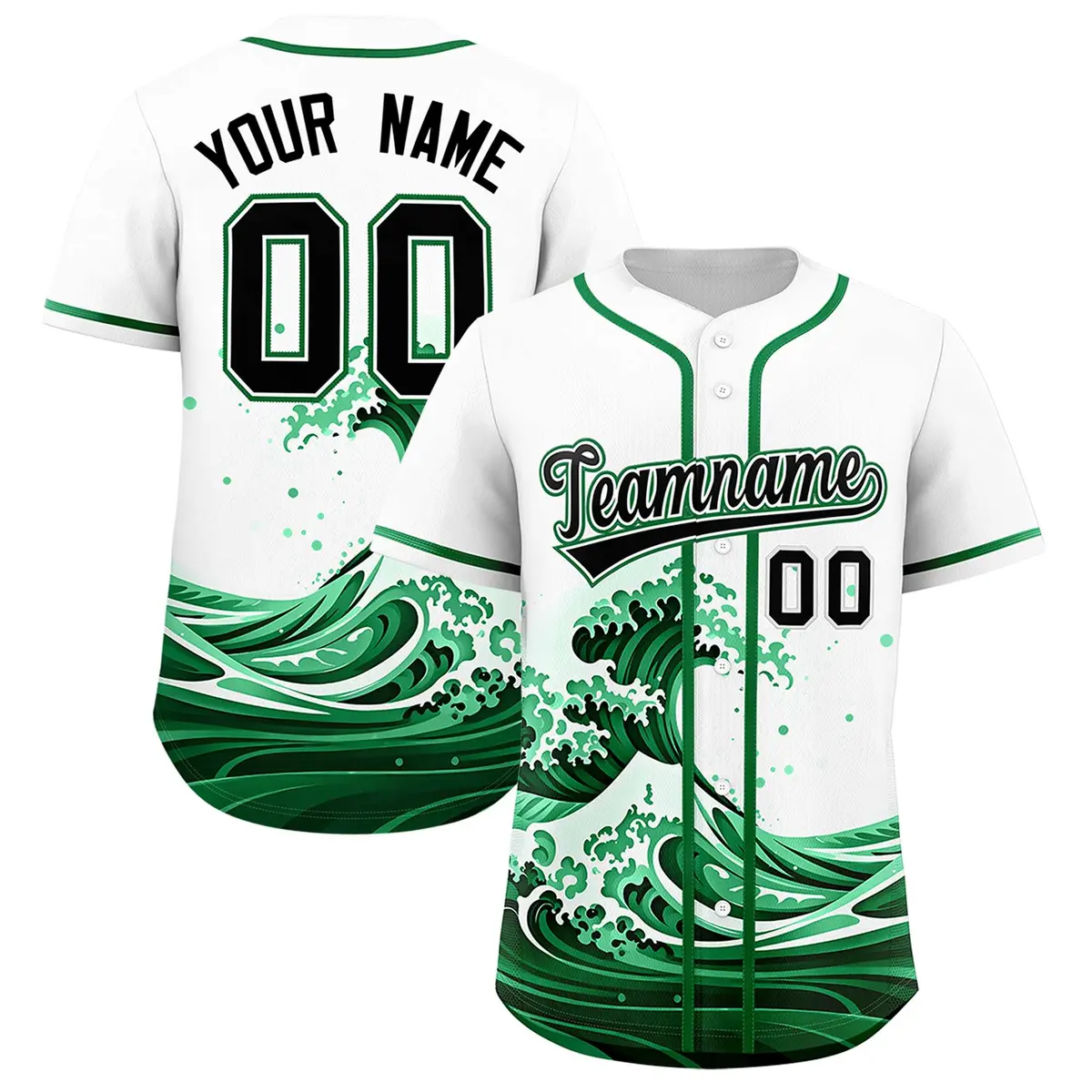 White Wave Graffiti Pattern Baseball Jersey