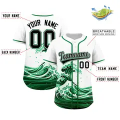 White Wave Graffiti Pattern Baseball Jersey 2