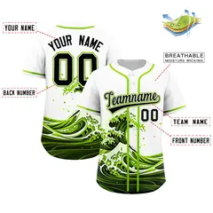 White Wave Graffiti Pattern Baseball Jersey 2