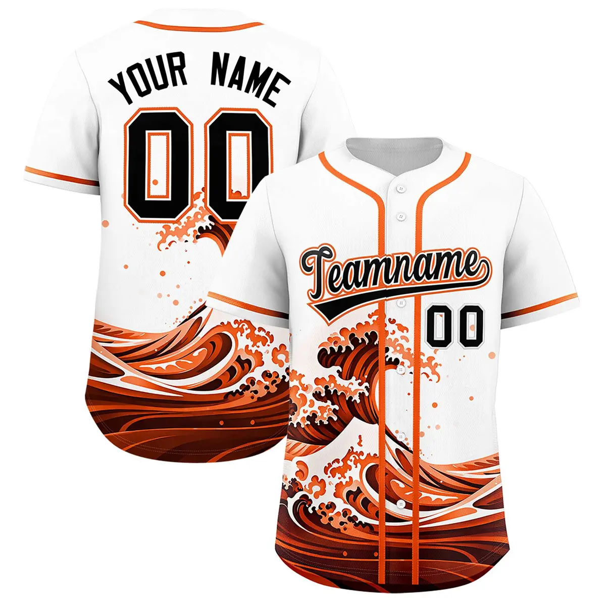 White Wave Graffiti Pattern Baseball Jersey