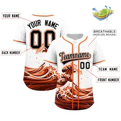 White Wave Graffiti Pattern Baseball Jersey 2