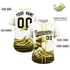 White Wave Graffiti Pattern Baseball Jersey 2