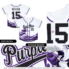 White Wave Graffiti Pattern Baseball Jersey 2