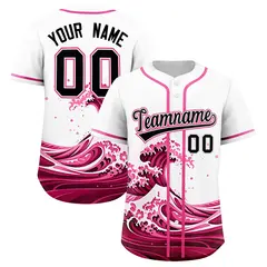 White Wave Graffiti Pattern Baseball Jersey 1