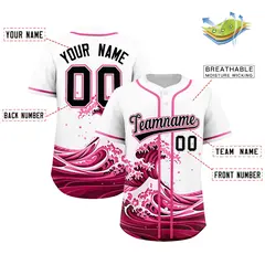 White Wave Graffiti Pattern Baseball Jersey 2