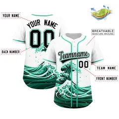 White Wave Graffiti Pattern Baseball Jersey 2