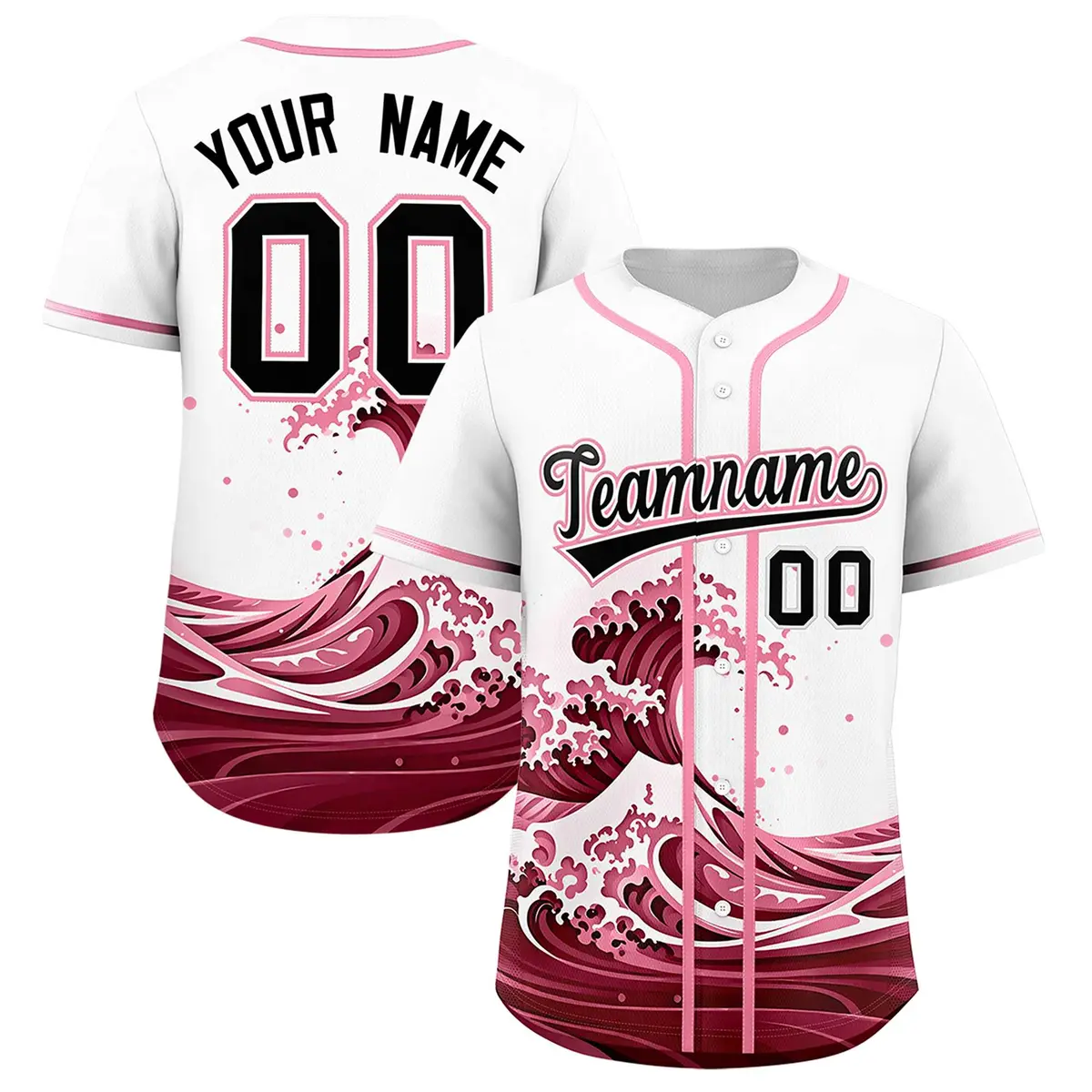 White Wave Graffiti Pattern Baseball Jersey