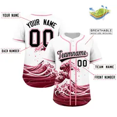 White Wave Graffiti Pattern Baseball Jersey 2