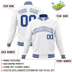 White White-Royal Full-Snap Varsity Letterman Jacket 4