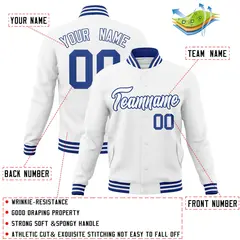 White White-Royal Full-Snap Varsity Letterman Jacket 4