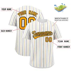White Yellow and Black Bi-Color Stripes Baseball Jersey 2