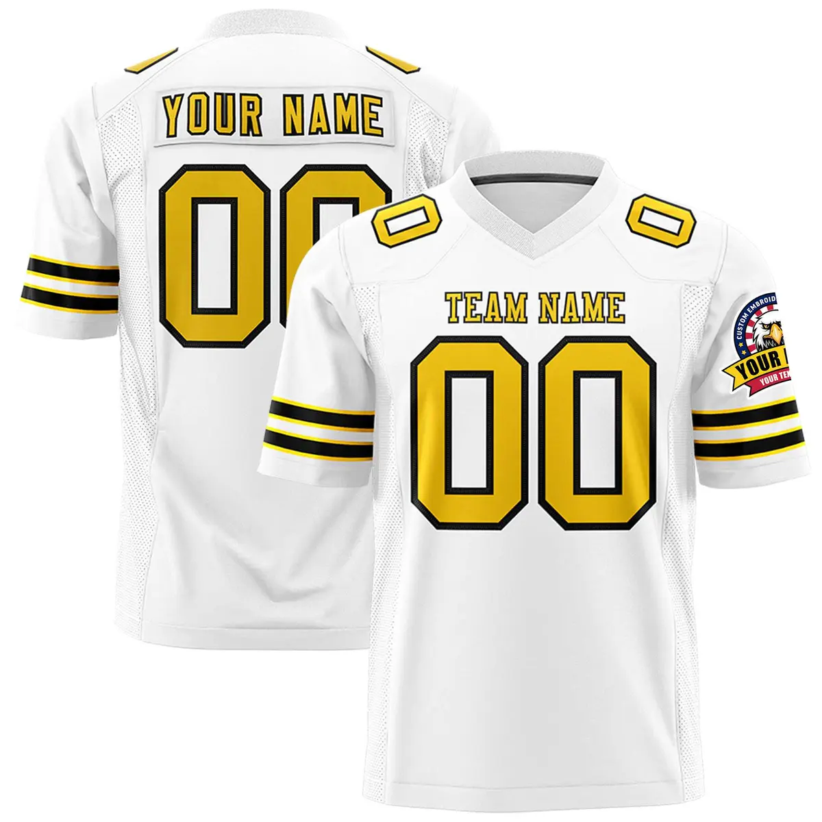 White Yellow-Black Classic Authentic Football Jersey