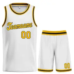 White Yellow-Black Classic Basketball Jersey