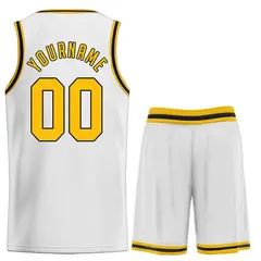 White Yellow-Black Classic Basketball Jersey 2