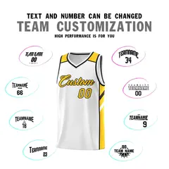 White Yellow-Black Classic Basketball Jersey 4