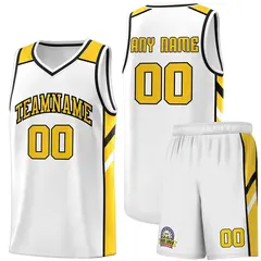 White Yellow-Black Classic Basketball Jersey