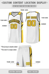 White Yellow-Black Classic Basketball Jersey 2
